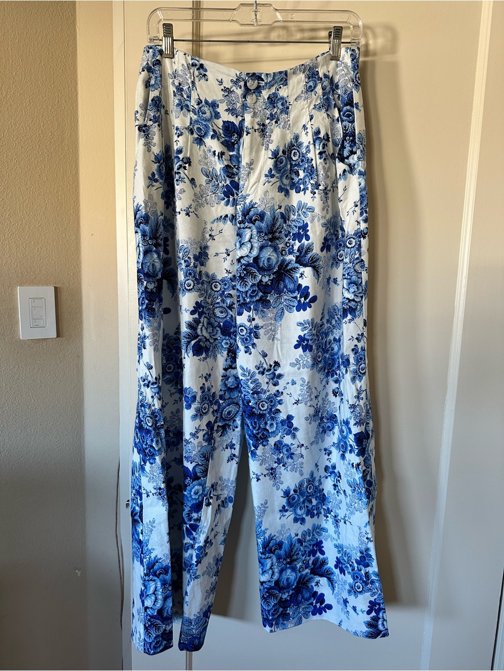 Anthropology Maeve Floral Wide-Leg Linen Pants